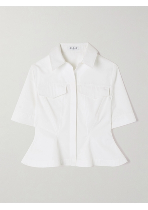Alaïa - Paneled Cotton-poplin Peplum Shirt - White - FR 34,FR 36,FR 38,FR 40,FR 42,FR 44