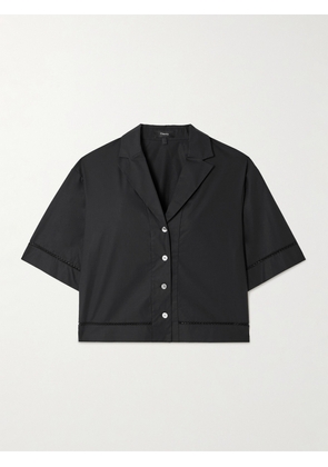 Theory - Lace-trimmed Cotton-blend Poplin Shirt - Blue - x small,small,medium,large,x large