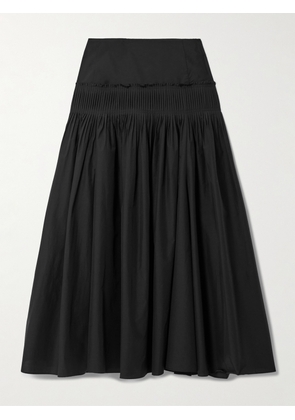 Theory - Pintucked Pleated Cotton-blend Poplin Maxi Skirt - Black - US0,US2,US4,US6,US8,US10,US12