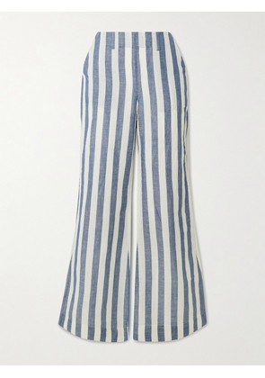 ALIX OF BOHEMIA - Charlie Sailor Striped Linen And Cotton-blend Flared Pants - Blue - US0,US2,US4,US6,US8,US10,US12