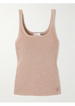 Aje - Breeze Metallic Ribbed-knit Tank - Rose gold - x small,small,medium,large,x large
