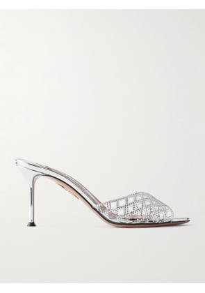 Aquazzura - Lumiere Crystal-embellished Cutout Pvc Mules - Silver - IT36,IT36.5,IT37,IT37.5,IT38,IT38.5,IT39,IT39.5,IT40,IT40.5,IT41,IT41.5,IT42