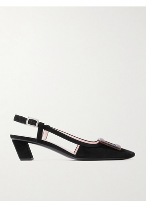 Roger Vivier - Belle Vivier 45 Suede Slingback Pumps - Black - IT34,IT35,IT35.5,IT36,IT36.5,IT37,IT37.5,IT38,IT38.5,IT39,IT39.5,IT40,IT40.5,IT41,IT41.5,IT42