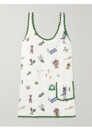 ALÉMAIS - + Anouk Colantoni Play Ric Rac-trimmed Embroidered Linen Mini Dress - Cream - US0,US2,US4,US6,US8,US10,US12