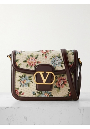 Valentino Garavani - 9to5 Leather-trimmed Canvas-jacquard Shoulder Bag - Brown - One size