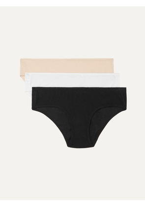 Skin - + Net Sustain Set Of Three Organic Pima Cotton-jersey Briefs - Black - x small,small,medium,large