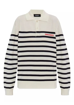 DSQUARED2 striped polo-neck sweater - White
