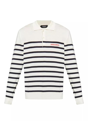 DSQUARED2 striped polo-neck sweater - White