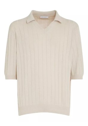 Cruciani ribbed silk polo shirt - Neutrals