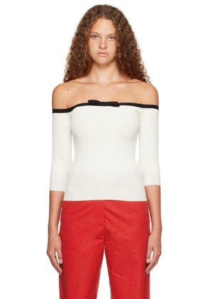 Valentino Off-White Off-The-Shoulder Sweater