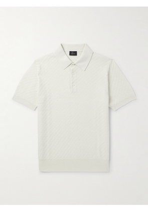 Brioni - Textured-Knit Cotton, Silk and Cashmere-Blend Polo Shirt - Men - White - IT 46