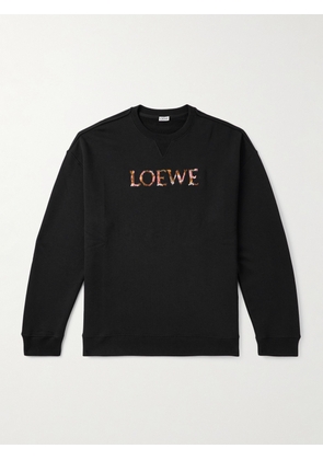 LOEWE - Logo-Embroidered Cotton-Jersey Sweatshirt - Men - Black - S