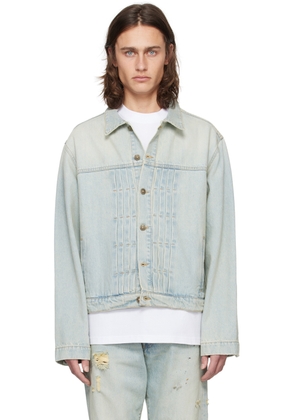 424 Blue Pleated Denim Jacket