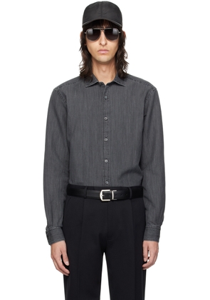 ZEGNA Black Buttoned Denim Shirt