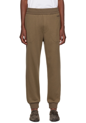 ZEGNA Brown Embroidered-Logo Sweatpants
