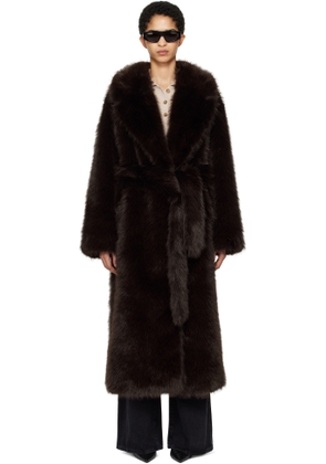 AGOLDE Brown Shoreditch Ski Club Edition Ebony Faux-Fur Coat