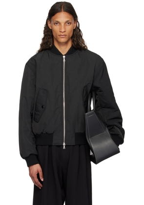 Dries Van Noten Black Padded Bomber Jacket