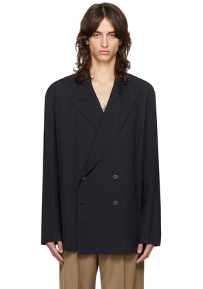 Dries Van Noten Black Cotton Poplin Blazer