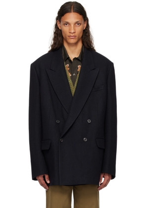 Dries Van Noten Navy Oversized Blazer