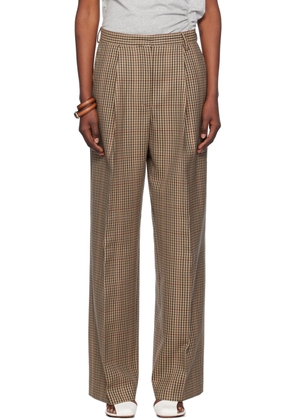 Dries Van Noten Beige Check Trousers