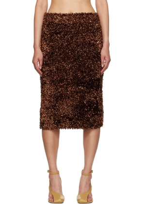Dries Van Noten Brown Tinsel Midi Skirt