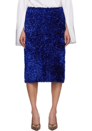 Dries Van Noten Blue Tinsel Midi Skirt
