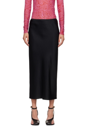 Dries Van Noten Black Vented Midi Skirt