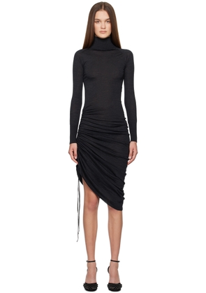ALAÏA Black Draped Midi Dress