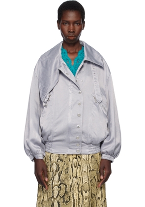 Dries Van Noten Blue Twill Bomber Jacket