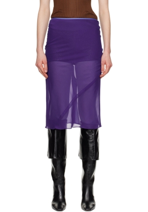 Dries Van Noten Purple Silk Midi Skirt
