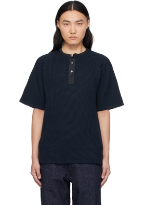 nanamica Navy Henry Neck Thermal Sweat Henley