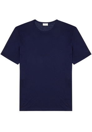 Saint Laurent Logo-embroidered Jersey T-shirt - Navy - S