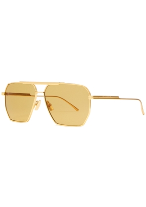 Bottega Veneta Hexagon-frame Sunglasses - Gold - One Size