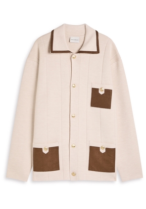 DRÔLE DE Monsieur Le Cardigan Á Poches Panelled Knit Cardigan - Beige - L