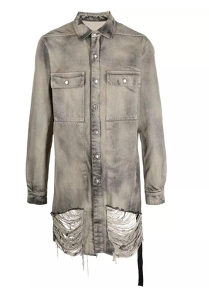 Rick Owens frayed distressed-effect denim jacket - Grey