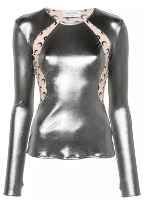 Marine Serre Crescent Moon-print panneled T-shirt - Silver