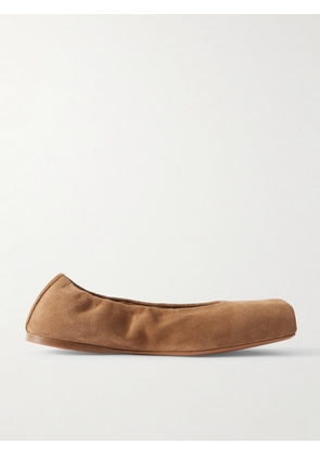 Alaïa - Leather-trimmed Suede Ballet Flats - Brown - IT36,IT36.5,IT37,IT37.5,IT38,IT38.5,IT39,IT39.5,IT40,IT40.5,IT41