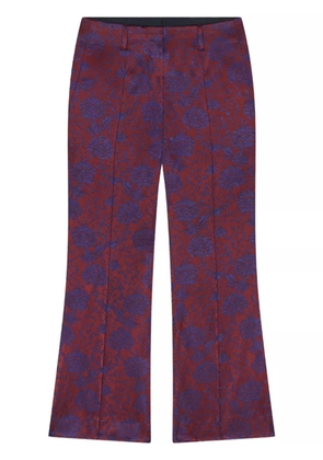 DRIES VAN NOTEN floral-jacquard trousers - Red