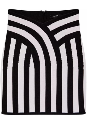 Balmain striped intarsia-knit miniskirt - Black
