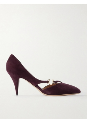 Ferragamo - Moreen 70 Suede Pumps - Burgundy - US5.5,US6,US6.5,US7,US7.5,US8,US8.5,US9,US9.5,US10,US10.5,US11,US11.5