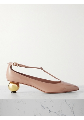 Ferragamo - Tania Patent-leather Mary Jane Pumps - Neutrals - US5.5,US6,US6.5,US7,US7.5,US8,US8.5,US9,US9.5,US10,US10.5,US11,US11.5
