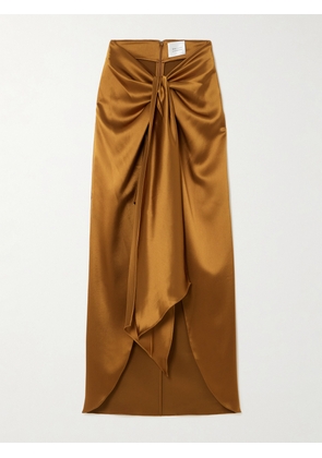 Galvan - De Lovie Asymmetric Satin Maxi Skirt - Brown - FR 34,FR 36,FR 38,FR 40,FR 42,FR 44