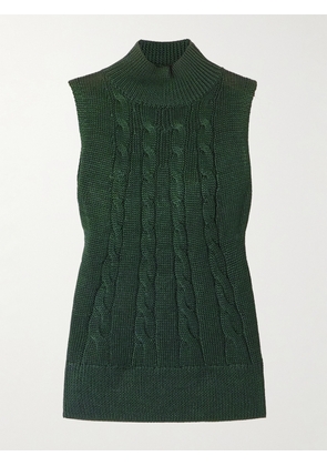 Ralph Lauren Collection - Cable-knit Silk Turtleneck Tank - Green - xx small,x small,small,medium,large,x large,xx large