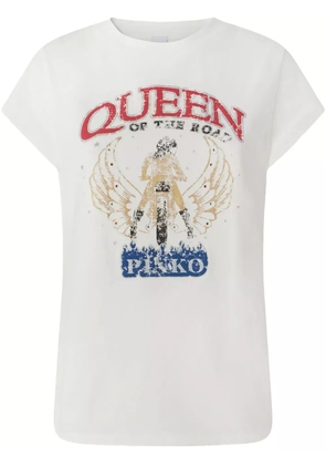 PINKO Queen Of The Road-print T-shirt - White