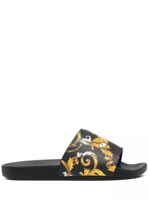 Versace Jeans Couture Barocco-print slides - Black