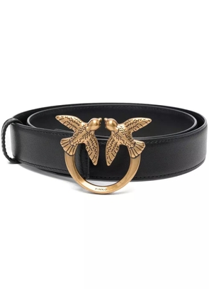 PINKO Love Berry logo-plaque leather belt - Black