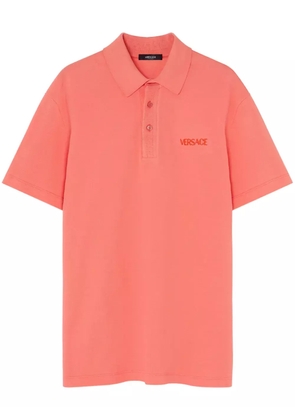Versace logo-embroidered polo shirt - Orange