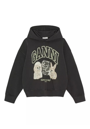 GANNI logo-print hoodie - Black