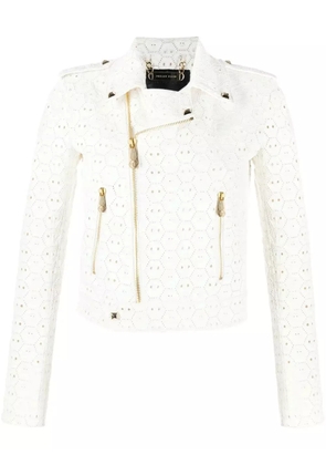 Philipp Plein Sangallo leather biker jacket - White