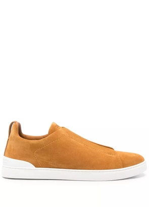 Zegna leather low-top sneakers - Orange